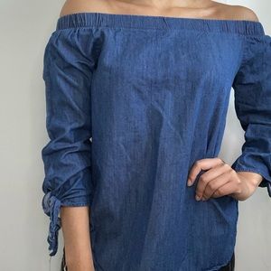Off the shoulder denim top